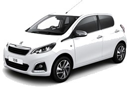 White Peugeot 108 city car